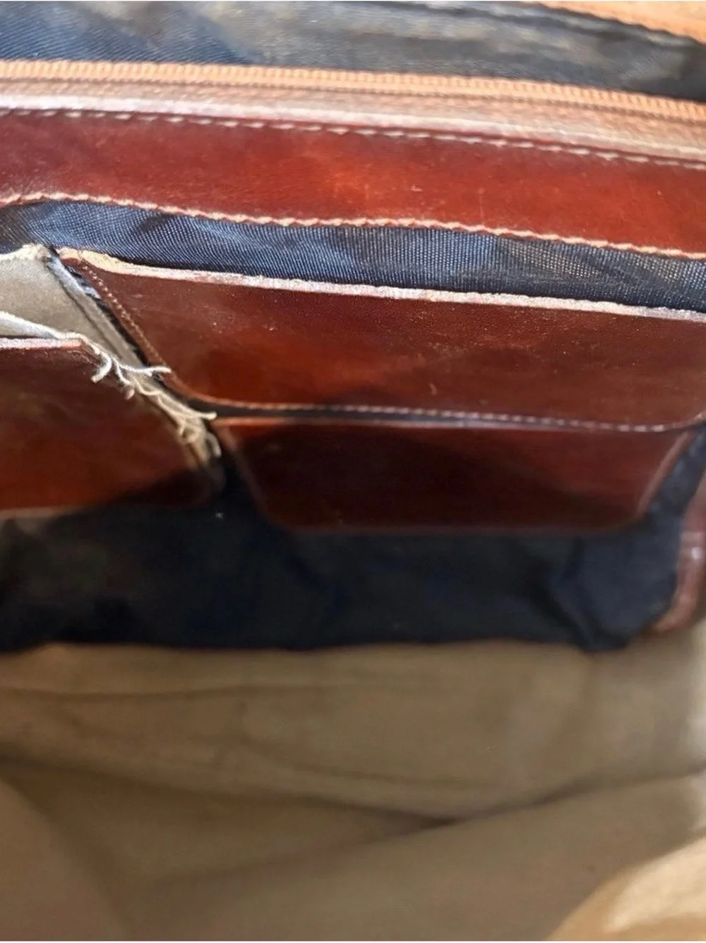 Vintage 90s Brahmin Brown Leather Handbag/Satchel